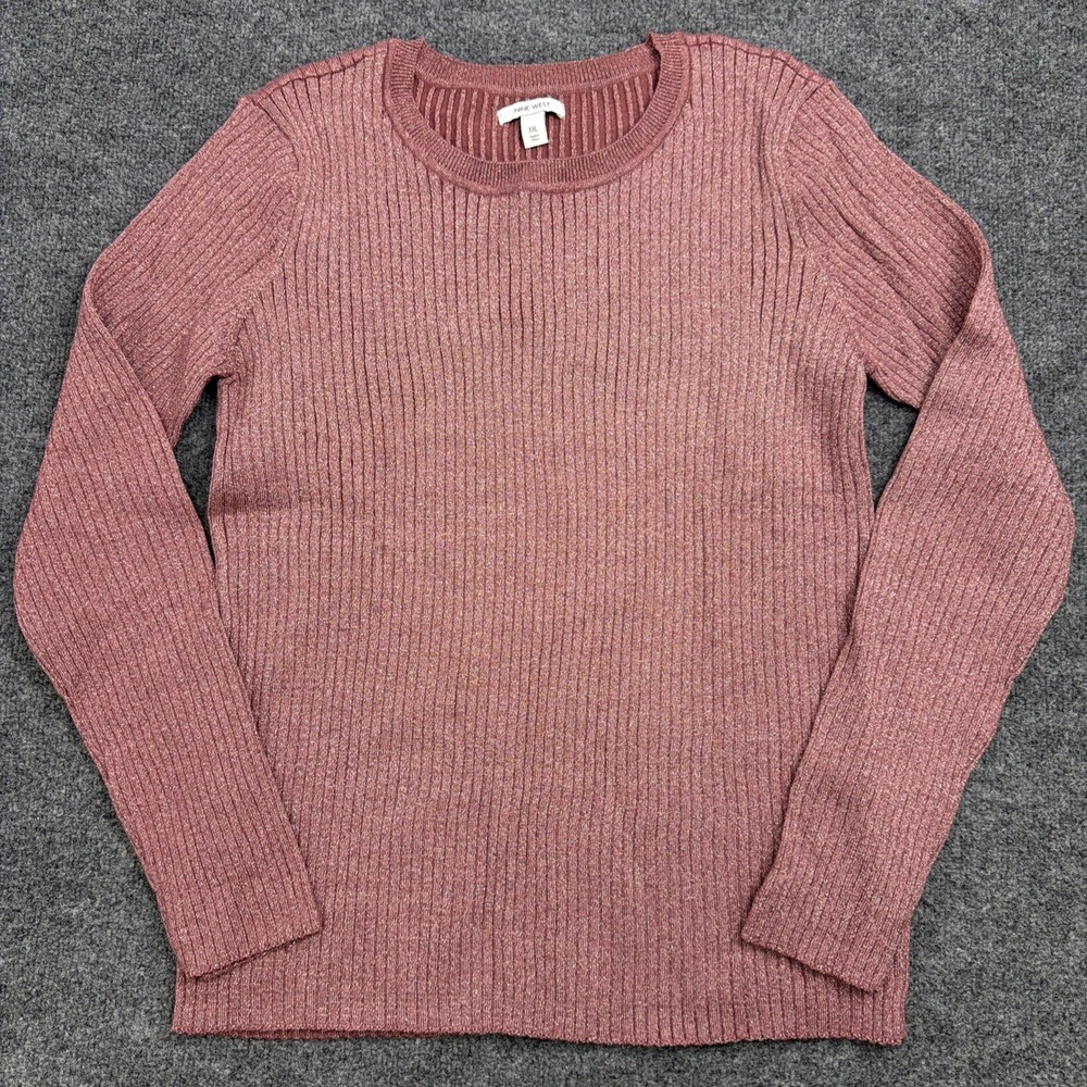 Nine West 2XL Pink Ribbed Knit Sweater Womens Plus Crew Neck Long Sleeve Soft